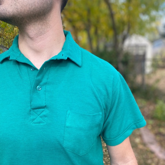 Vintage Main Stream Teal Polo Shirt - Picture 8 of 13